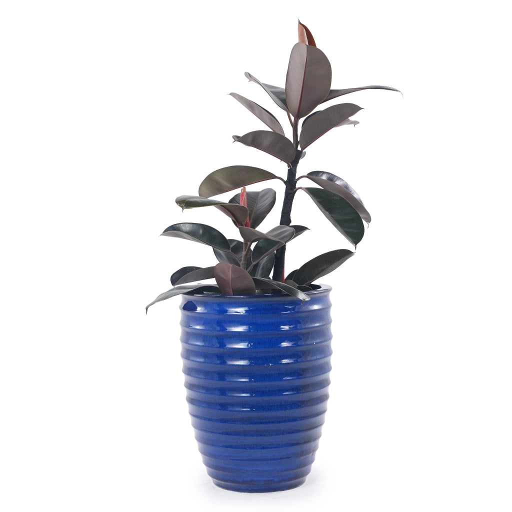 Vaso in ceramica artigianale smaltato blu zaffiro Ø 42 × H 54 cm