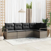 Set Divano da Giardino con cuscino 5 pcs Grigio polyrattan 3355048