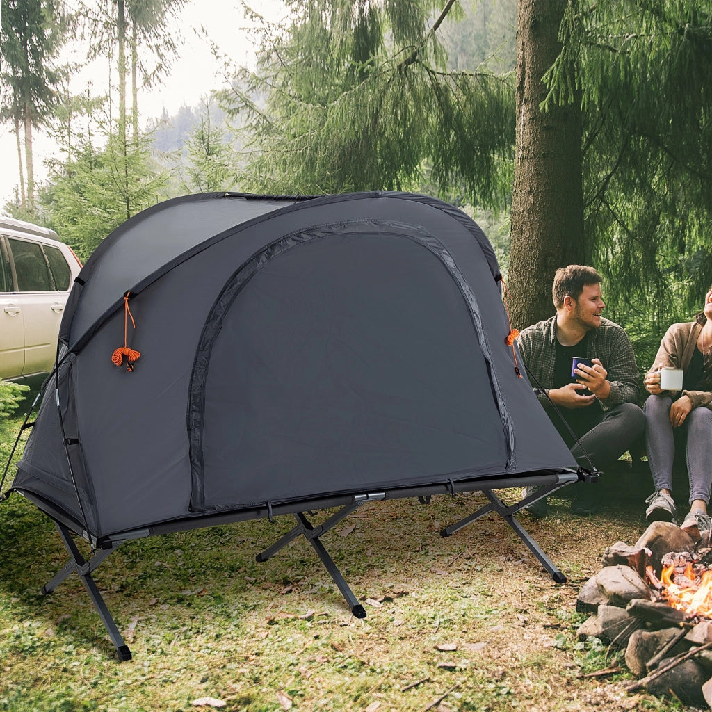 Letto da campo con tenda a cupola ¨C Zephmum ¨C Grigio 200x86x147 cm