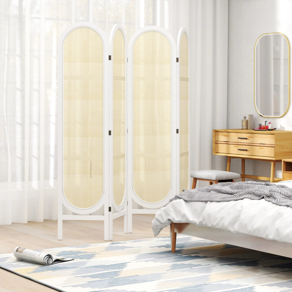 Paravent in legno 4 pannelli ¨C zephmum ¨C bianco 170x160 cm