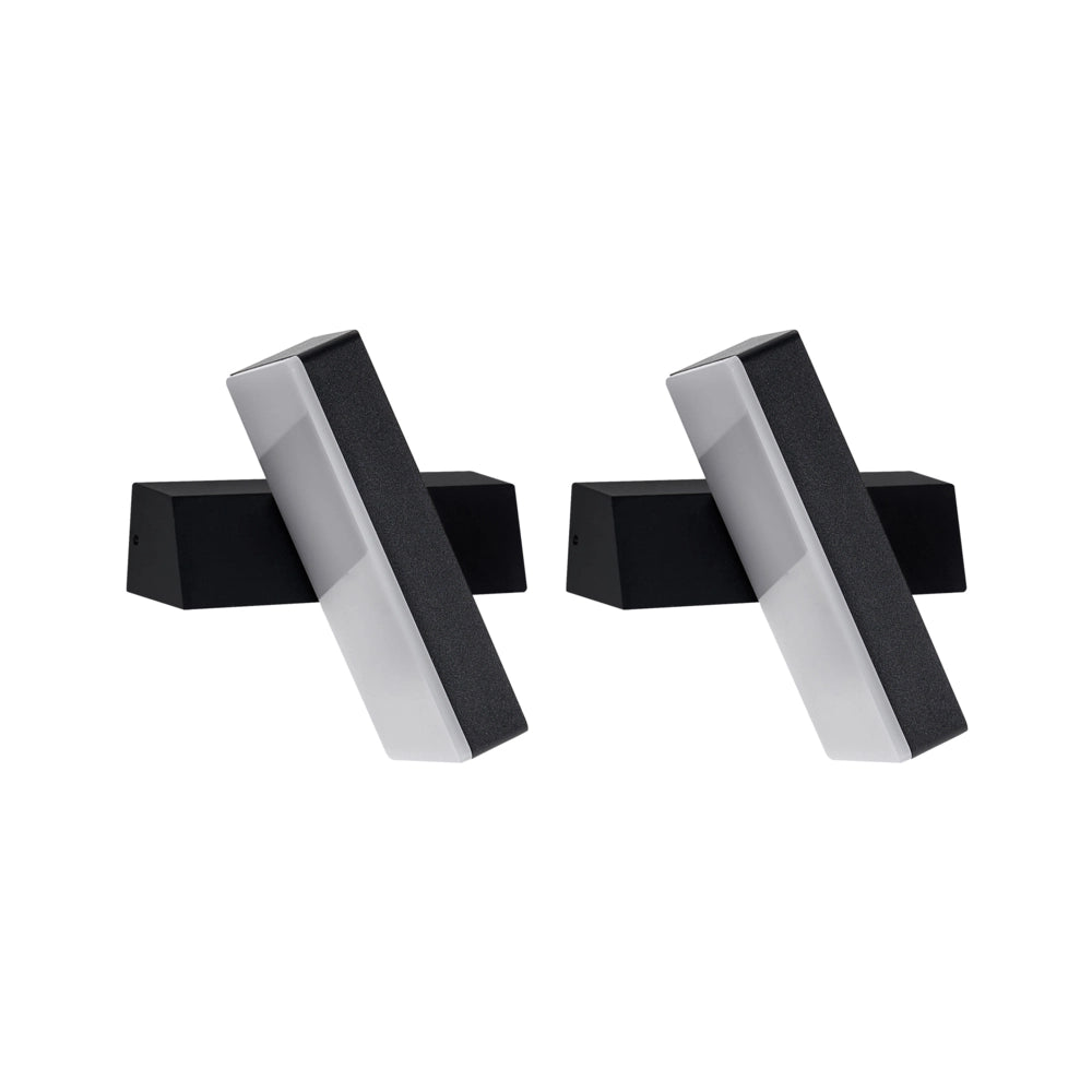 Set di 2 Lampade LED da Parete per Esterni in Alluminio Nero Design Moderno