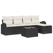 Set di divani con cuscino 6 pcs Nero e Crema polyrattan