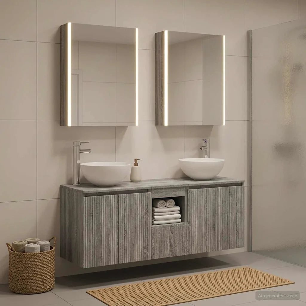 Set di Armadi da Bagno 5 pcs Sonoma grigio 53 x 15,5 x 70 cm 3406372