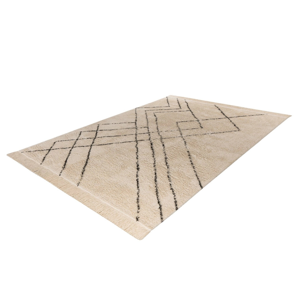 Tappeto moderno Mylen in cotone crema e nero 200x290 cm