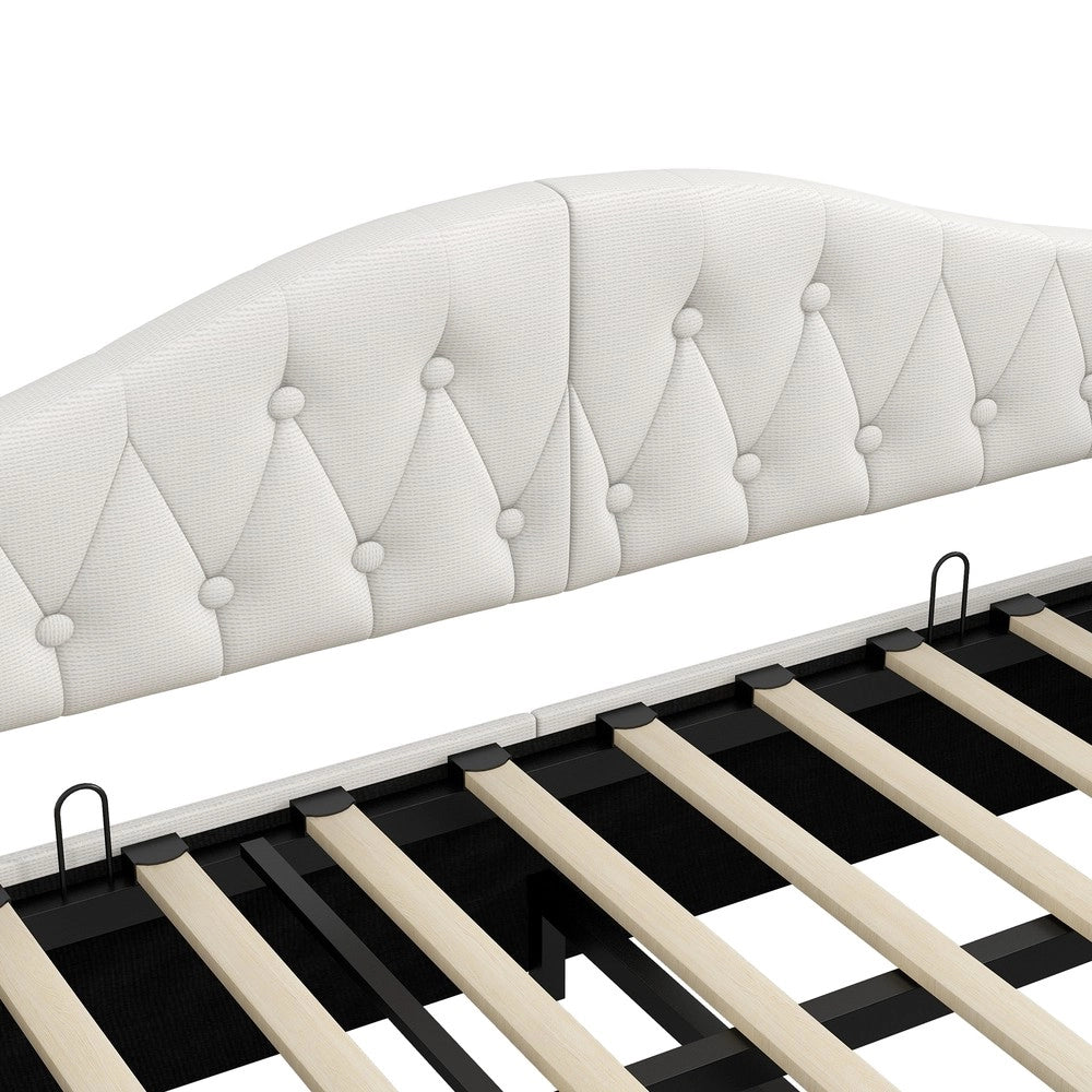 Letto Contenitore Imbottito con LED ¨C MINIMAL ¨C Beige 90x200