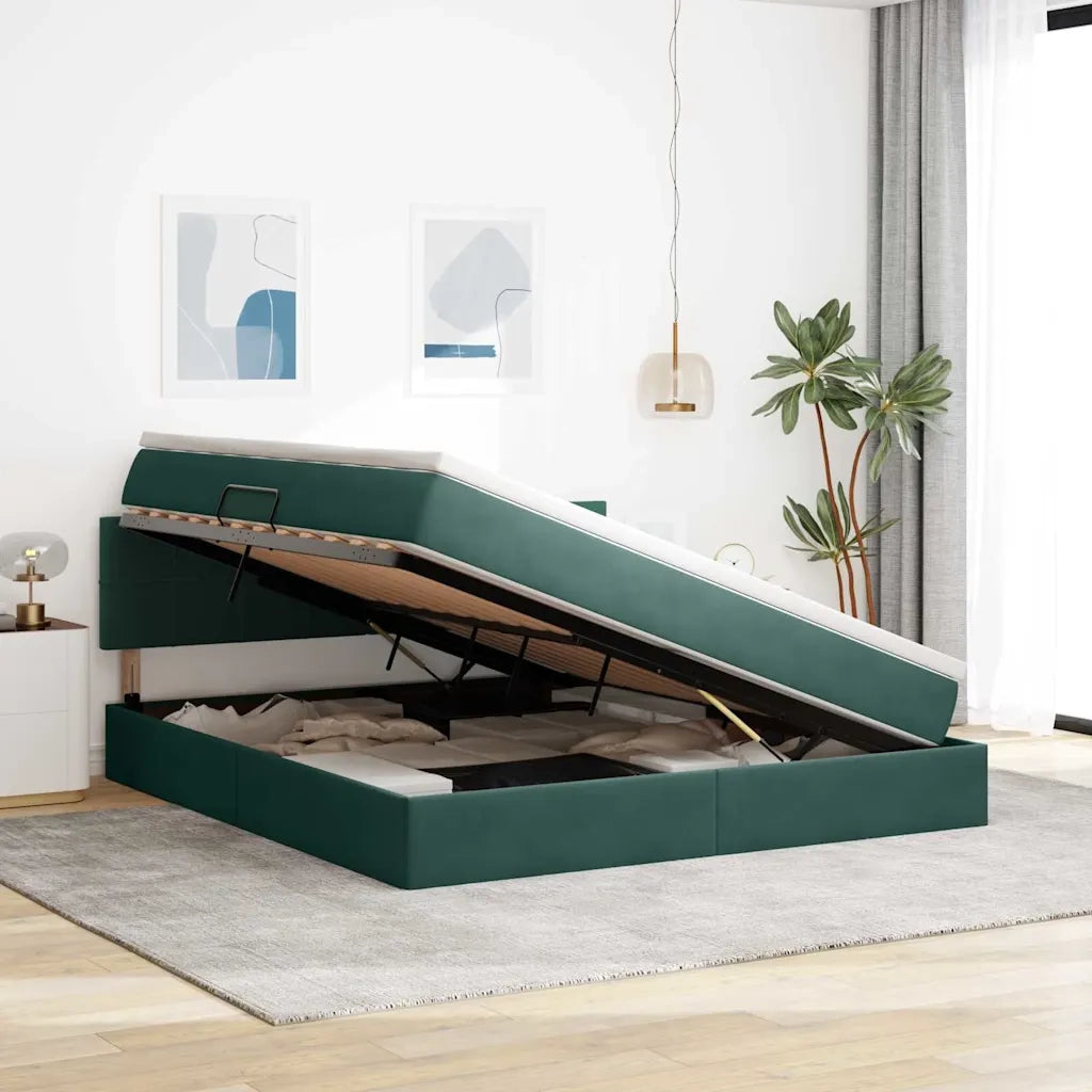 Letto con Contenitore Verde Scuro 180 x 200 cm Velluto