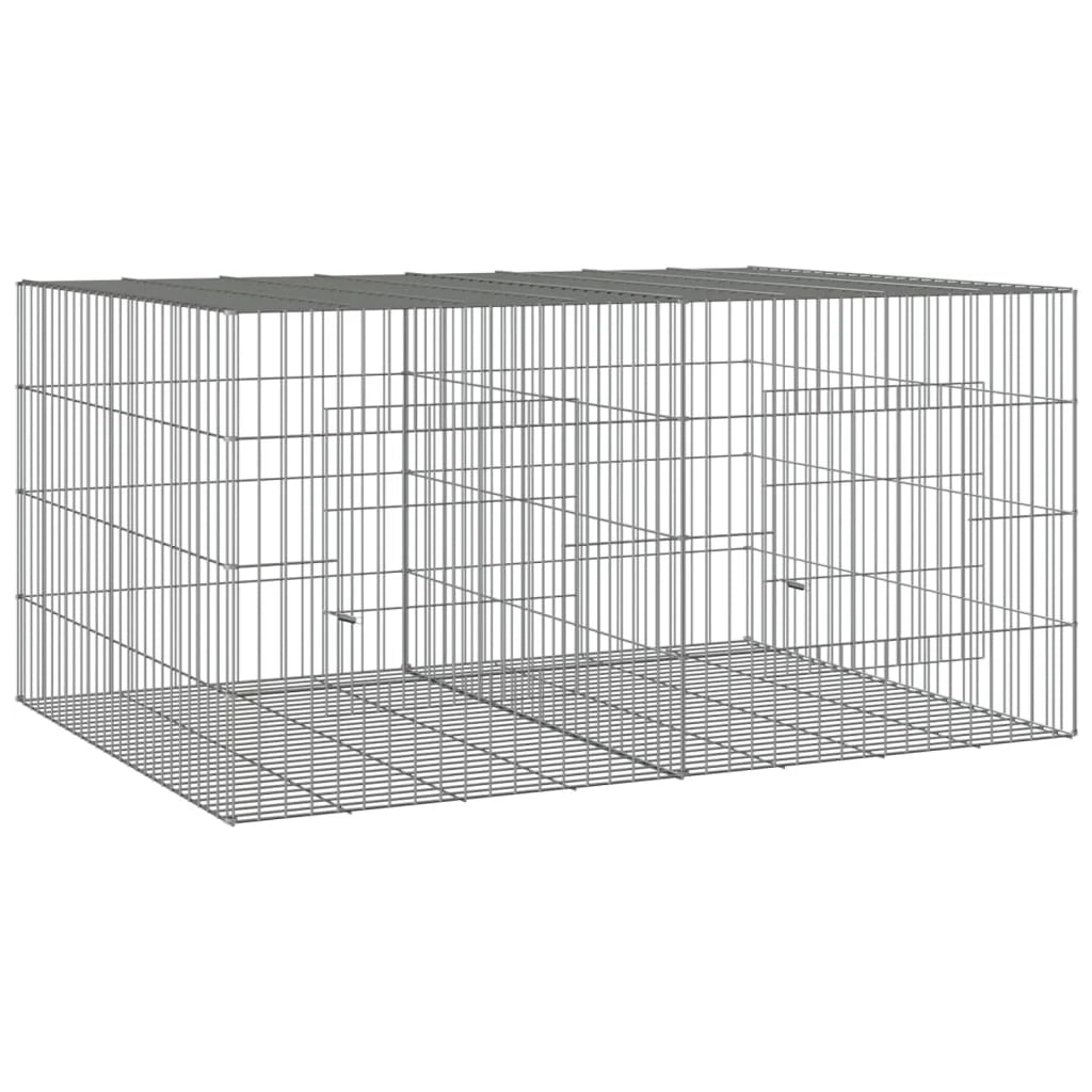 Gabbia per conigli con 2 pannelli 110 x 79 x 54 cm ferro zincato argento 02_0041685