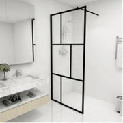 Parete per Doccia Walk-in in Vetro Temperato Nera 90x195 cm