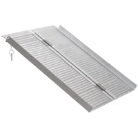 Rampa per Sedia a Rotelle Antiscivolo e Pieghevole con Bordi, Carico Max. 270 Kg, in Alluminio, 91 x 74 cm, Argento