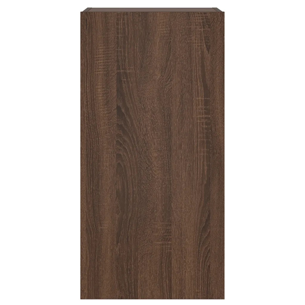 Mobile TV a Parete con Luci LED Rovere Marrone 40,5x35x80 cm 837266
