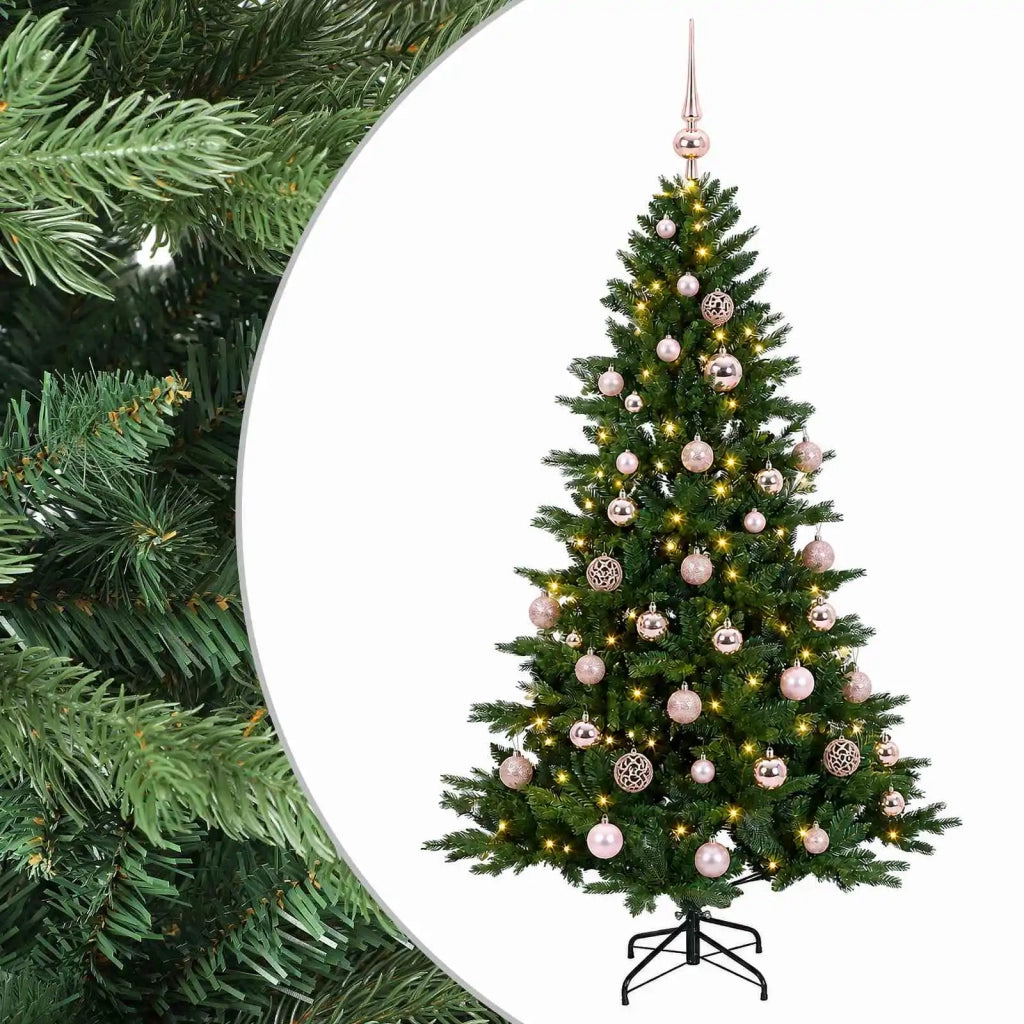 Albero di Natale artificiale con palline 150 cm 150 LED 3465768