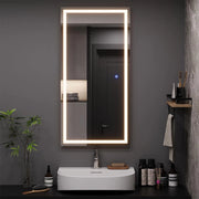 Specchio bagno Miral, Vetro, 100 x 50 cm con illuminazione frontale, per montaggio a parete con illuminazione LED integrata