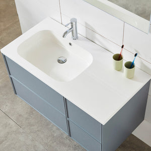 Mobile Bagno Sospeso 100 cm Lavabo e Specchio Malibù Grigio