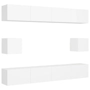 Set di mobili da 6 pezzi tra cui armadio credenza mobile TV televisore per soggiorno camera da letto salotto legno ingegnerizzato bianco 02_0025008