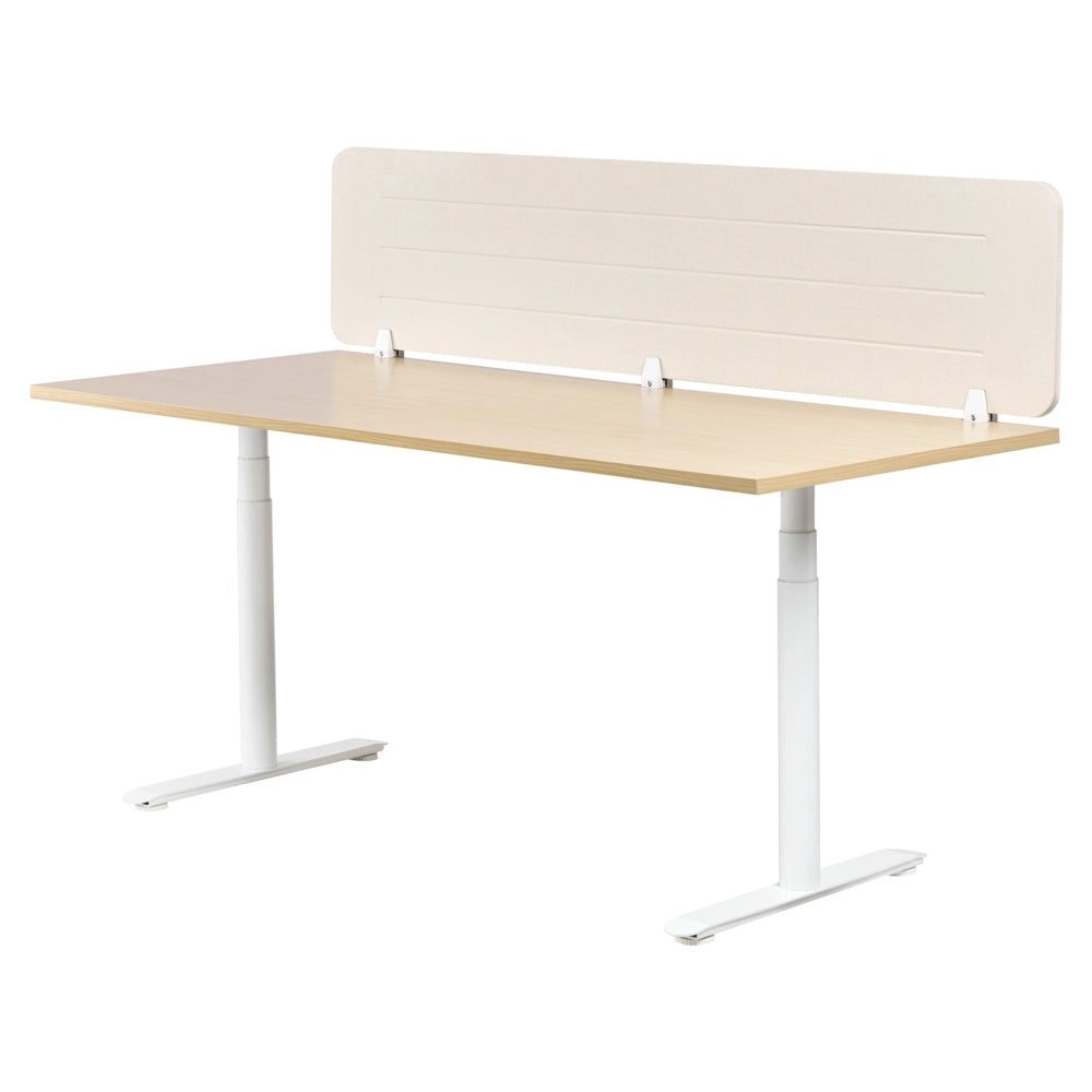 Pannello divisorio Beige Chiaro Copertura in tessuto 180 x 40 cm Schermo acustico Morsetti di montaggio modulari Casa Ufficio