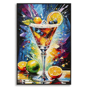 Stampa Decorata Su Tela Laccata Con Cornice Cocktail -a- cm 62x3,5 x92