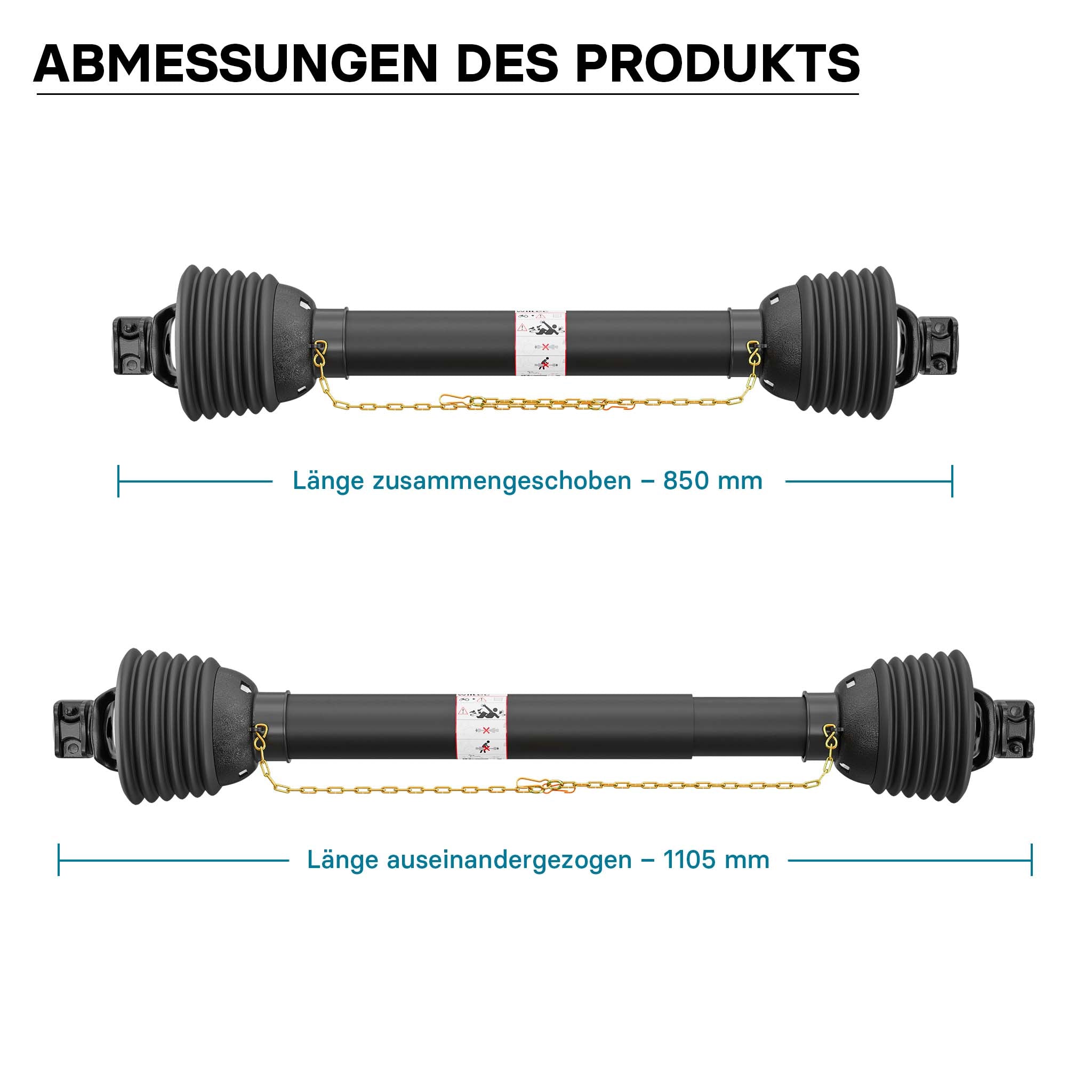 Albero cardanico T8 Giunto cardanico 850-935mm 1240Nm 540rpm Cardano 110kW 150CV 2x 1 3/8" Z6