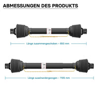 Albero cardanico T8 Giunto cardanico 850-935mm 1240Nm 540rpm Cardano 110kW 150CV 2x 1 3/8" Z6