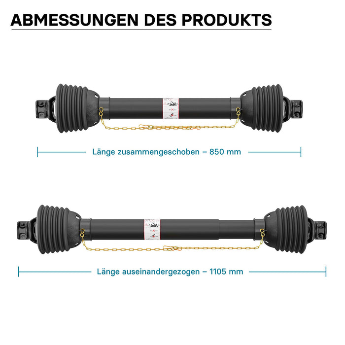 Albero cardanico T8 Giunto cardanico 850-935mm 1240Nm 540rpm Cardano 110kW 150CV 2x 1 3/8" Z6