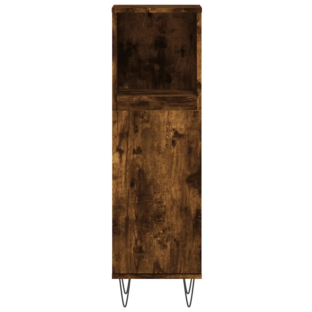 Set Mobili da Bagno | Armadio da bagno 3 pz Rovere Fumo in Legno Multistrato