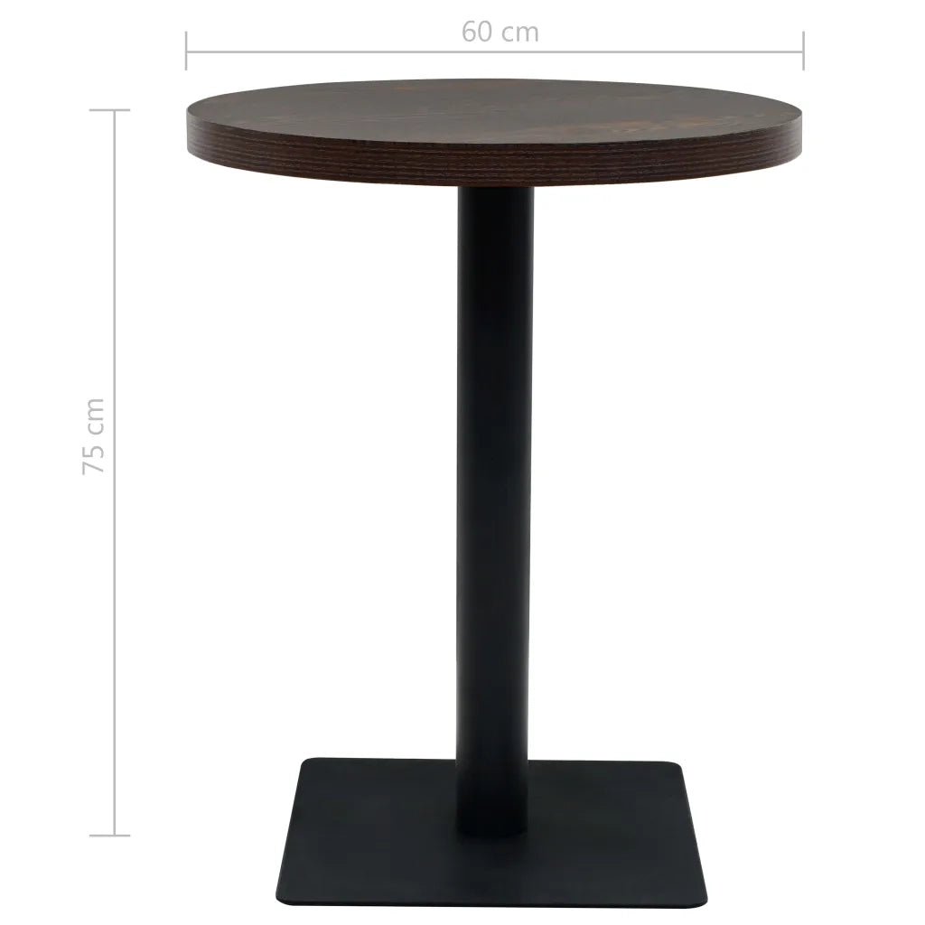Tavolo Bistrot in MDF e Acciaio Rotondo 60x75 cm Cenere Scura 245609