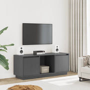 Mobile Porta TV Grigio 110,5x35x44 cm in Legno Massello di Pino 814341