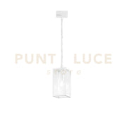 SOSPENSIONE MIRAGE BIANCA 1 LUCE ATTACCO E27 IP44 13X13X90CM IN METALLO E VETRO