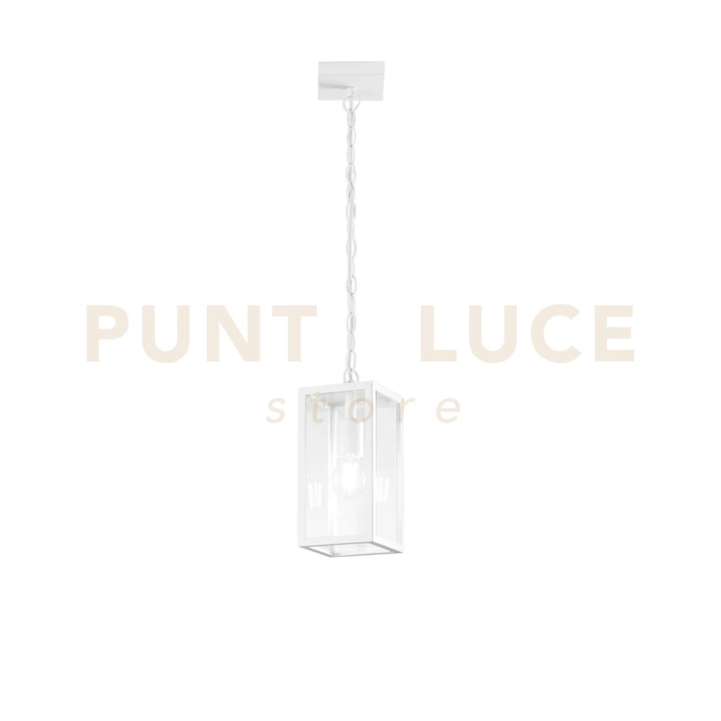 SOSPENSIONE MIRAGE BIANCA 1 LUCE ATTACCO E27 IP44 13X13X90CM IN METALLO E VETRO