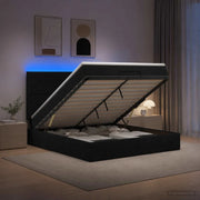 Letto Ottomano con Materasso e LED Nero 140 x 190 cm Tessuto 3458154