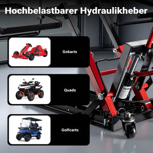 Sollevatore per trattorino 3in1, alza moto e quad, max 530 mm, Martinetto idraulico a carrello