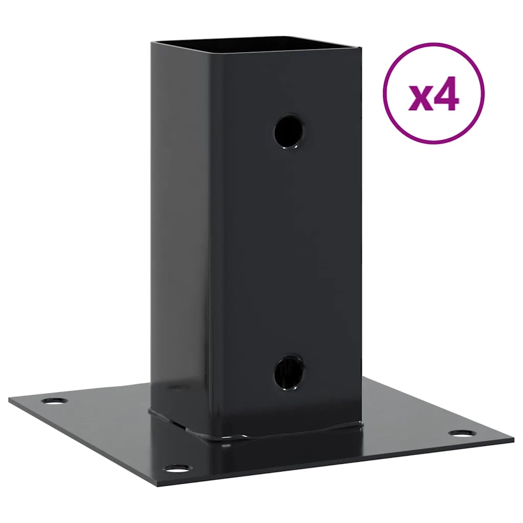 Basi per Pali Quadrati 4 pz 61x61 mm Acciaio Verniciato Polvere 42000022