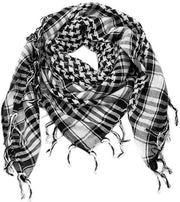 Sciarpa da deserto - Protezione dal sole e dalla sabbia - Nero e bianco - Multifunzionale - Ideale per avventure all'aperto - 100% cotone