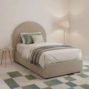 Letto singolo Egle, Letto contenitore con rivestimento in tessuto, Made in Italy, Apertura frontale, con materasso cm 80x190 incluso, Tortora