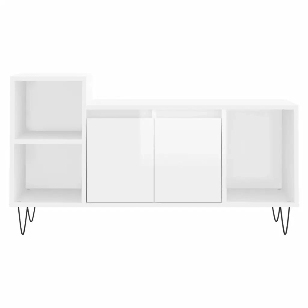 Mobile TV | Armadietto TV | Mobile Porta TV Bianco Lucido 100x35x55 cm in Legno Multistrato