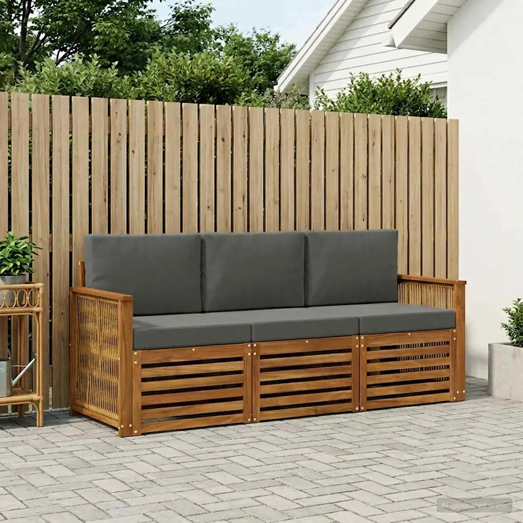 Set divani con cuscino 3 pcs Legno di Acacia Massello 3383968