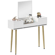 Tocador con Specchio e Cassetti ¨C zephmum ¨C 105.5x30x130.5 cm Bianco Dorato