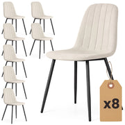 Set di 8 Sedie in velluto trapuntate LUMO Beige gambe nere