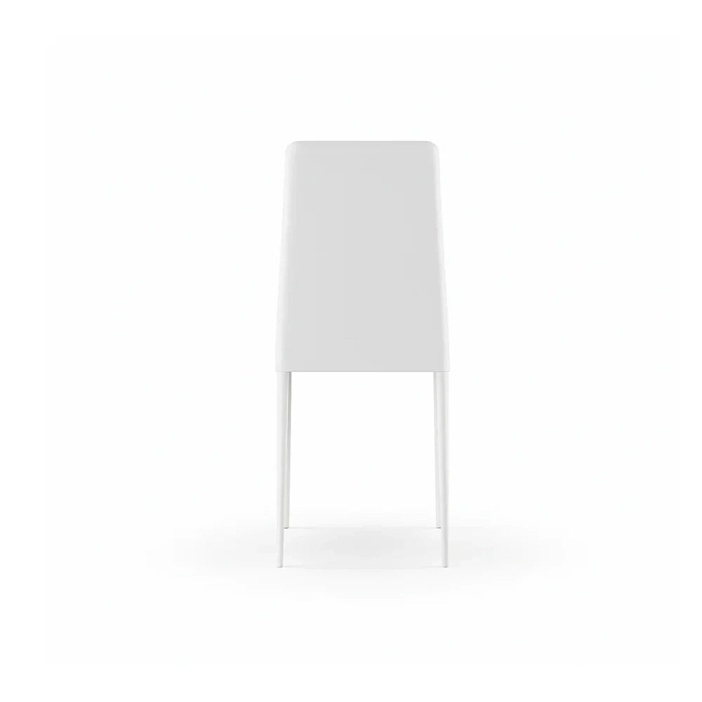 Set di 4 sedie da pranzo impilabili in similpelle bianca Arianna con struttura in metallo facili da pulire | Duzzle