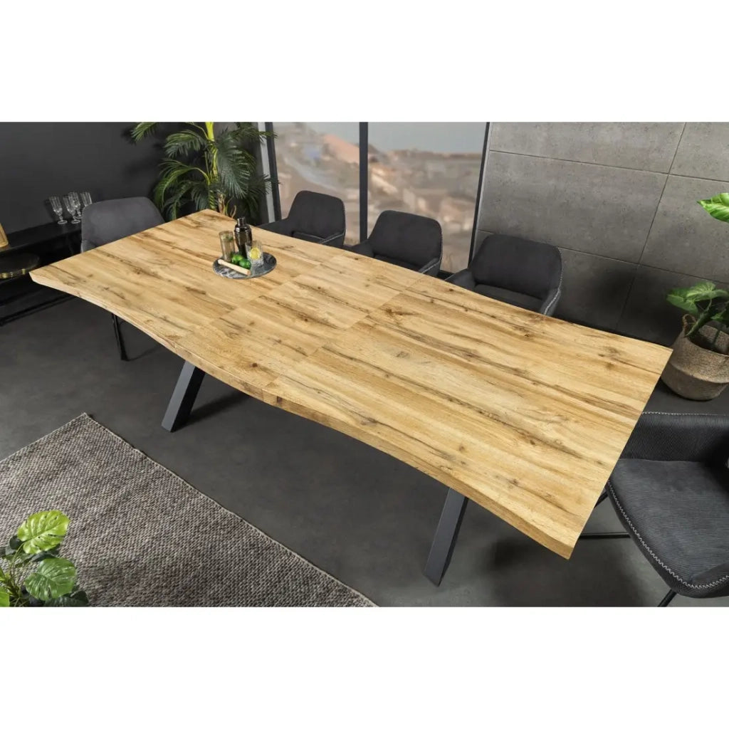 Tavolo da pranzo RIVET estensibile fino a 220 cm - Legno e metallo nero - Stile industriale