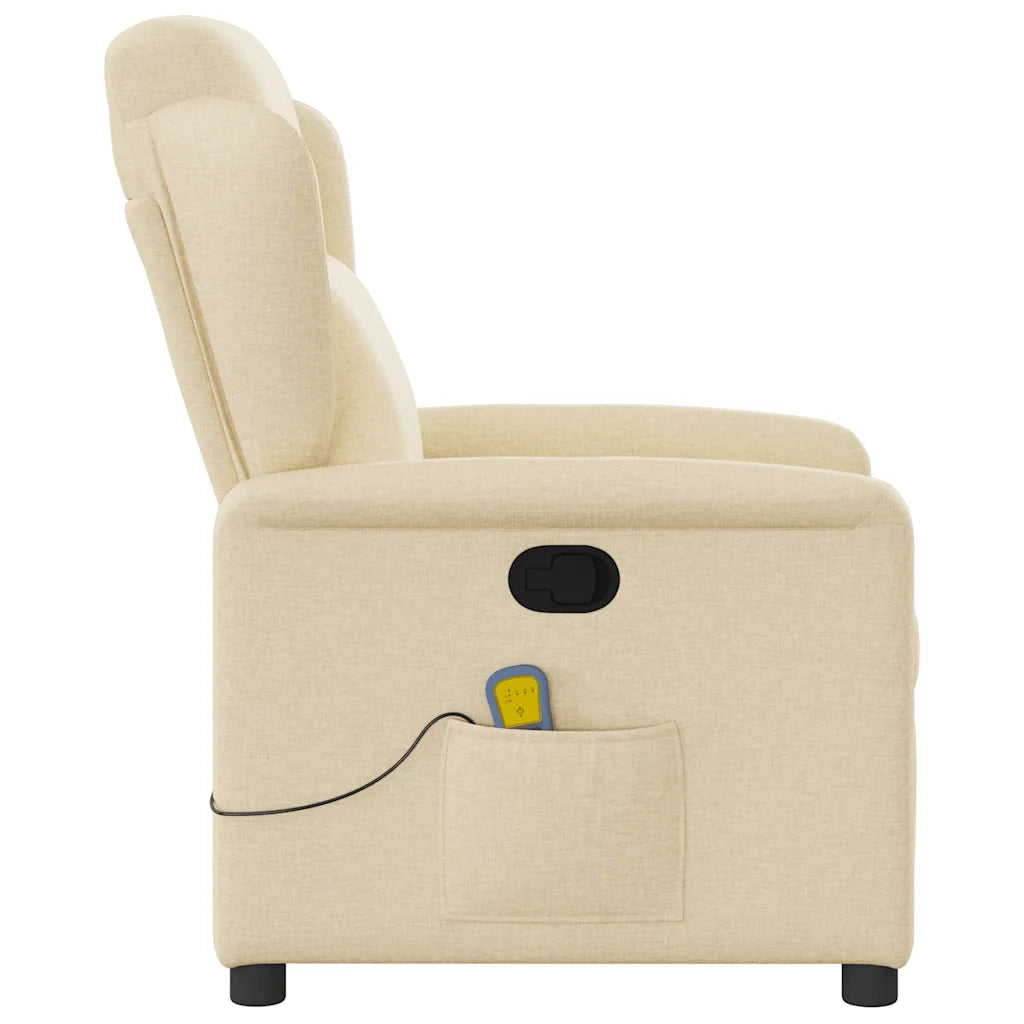 Poltrona Massaggiante Reclinabile Crema in Tessuto 4015594
