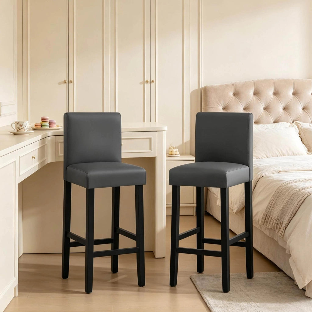 Set di 2 sgabelli da bar con schienale nero e grigio 41 x 43 x 110 cm
