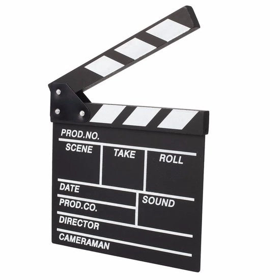 Clapperboard in Legno - Prop per Film - Tema Hollywood - Nero - Prop Fotografico - Ideale per Feste e Foto Scatti - Unico Modello