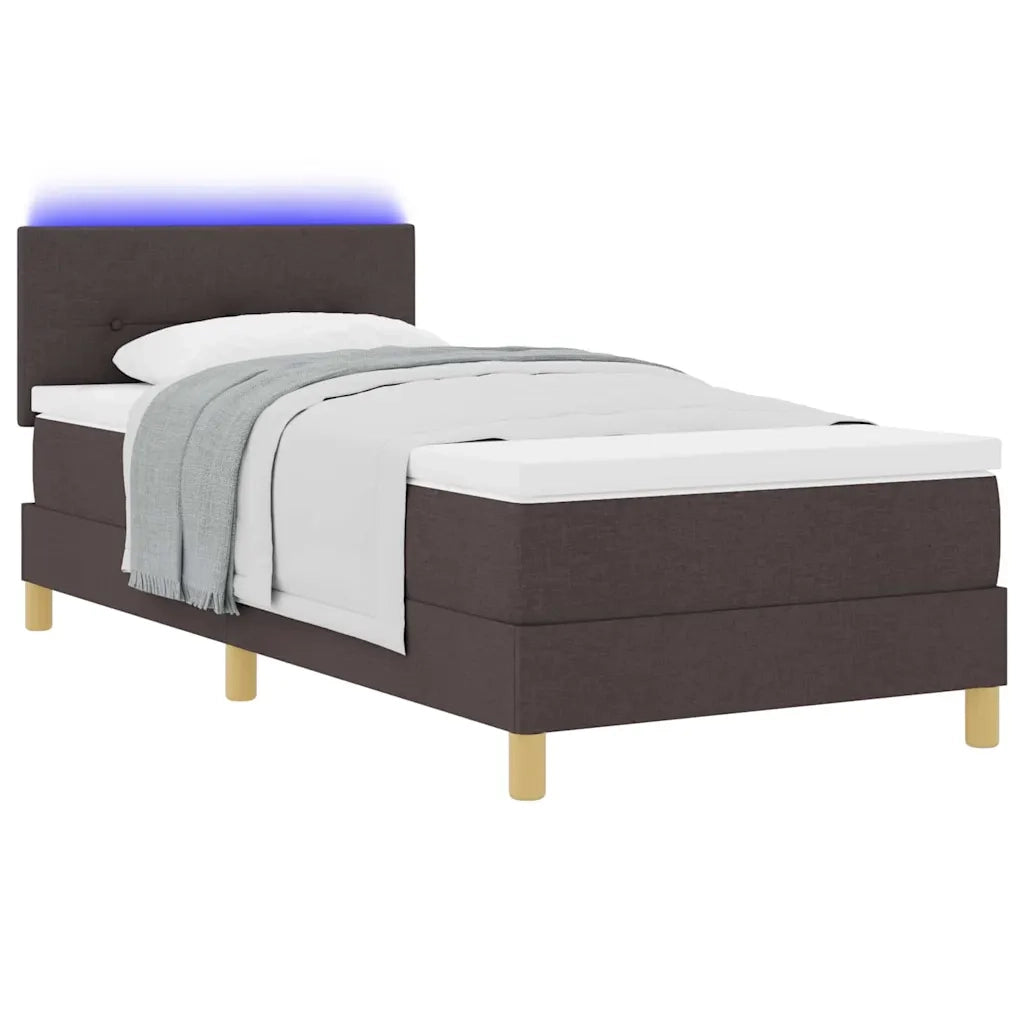 Letto a Sorgente LED Marrone Scuro 90 x 200 cm Tessuto 3342411