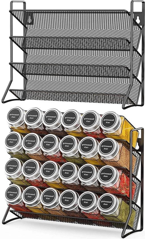 Organizzatore per erbe in metallo verticale - spazio per molti contenitori di erbe - organizzatore per la cucina nero