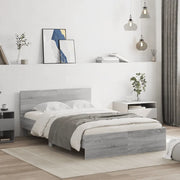 Giroletto con Testiera-Struttura Letto con testiera Grigio Sonoma 135x190 cm