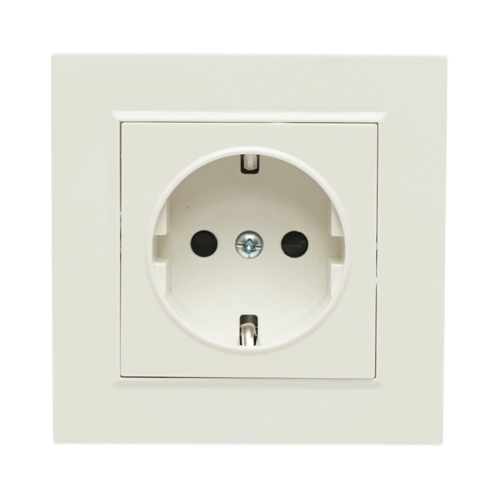 Presa schuko da incasso bianca 220V, 16A, ABS 80x80mm