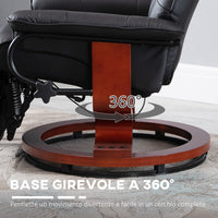 Poltrona Relax Reclinabile Manualmente fino 145° con Poggiapiedi e Rivestimento in Finta Pelle Nero