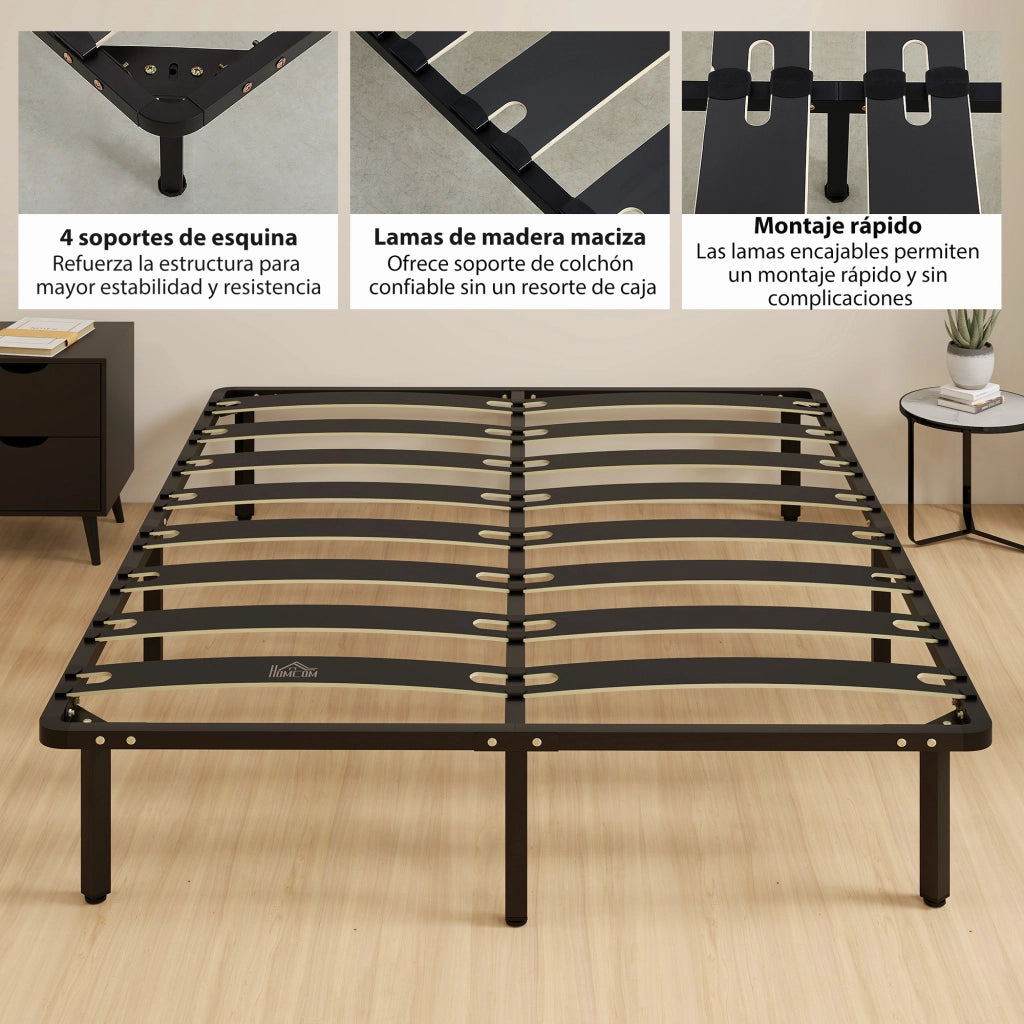 Letto contenitore matrimoniale 160x200 ¨C zephmum ¨C nero struttura metallo rete doghe
