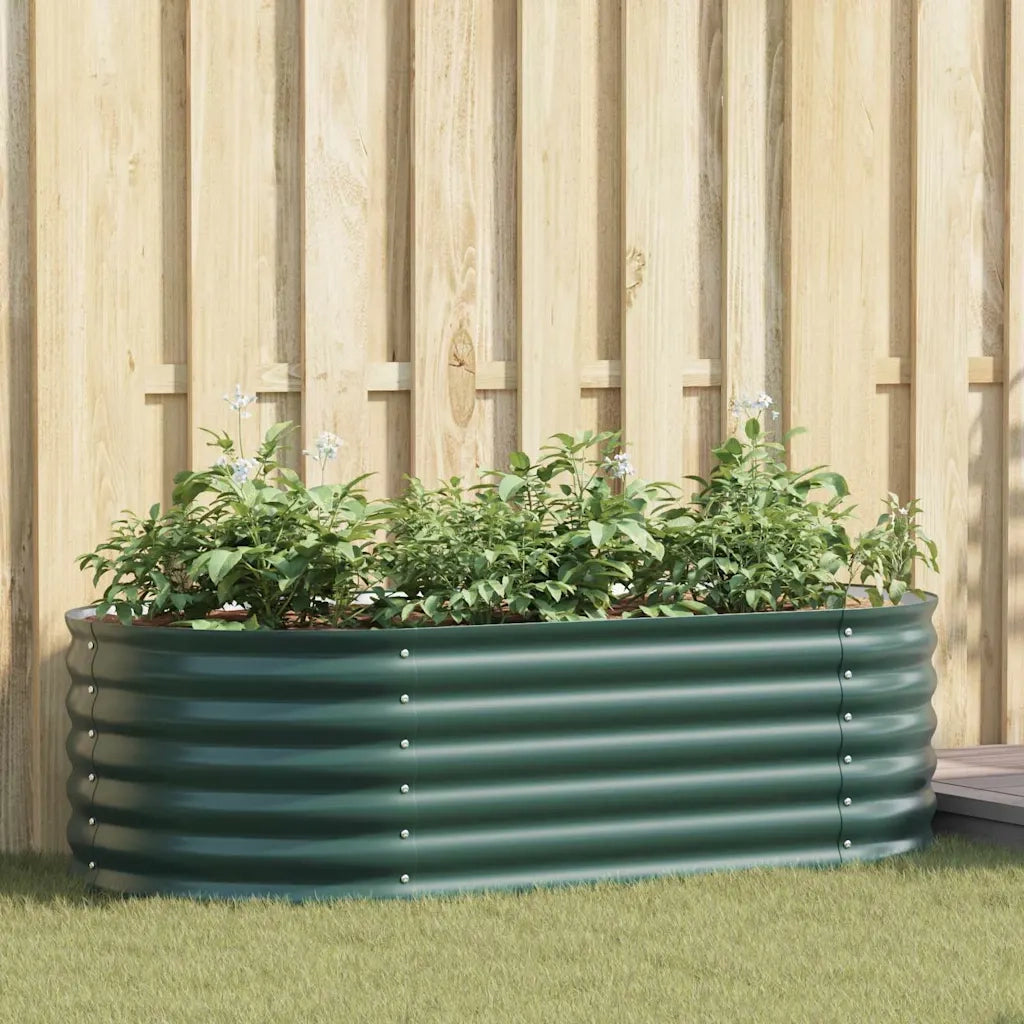 Fioriere | Cassetta per fiori | Letto Rialzato Verde 160 x 80 x 44 cm Acciaio