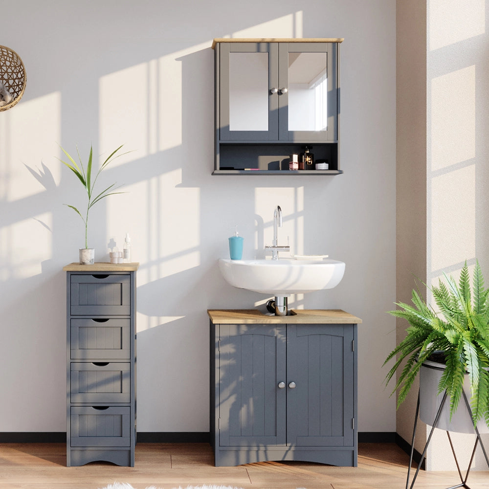 Vicco Set mobili bagno Grigio 3 parti